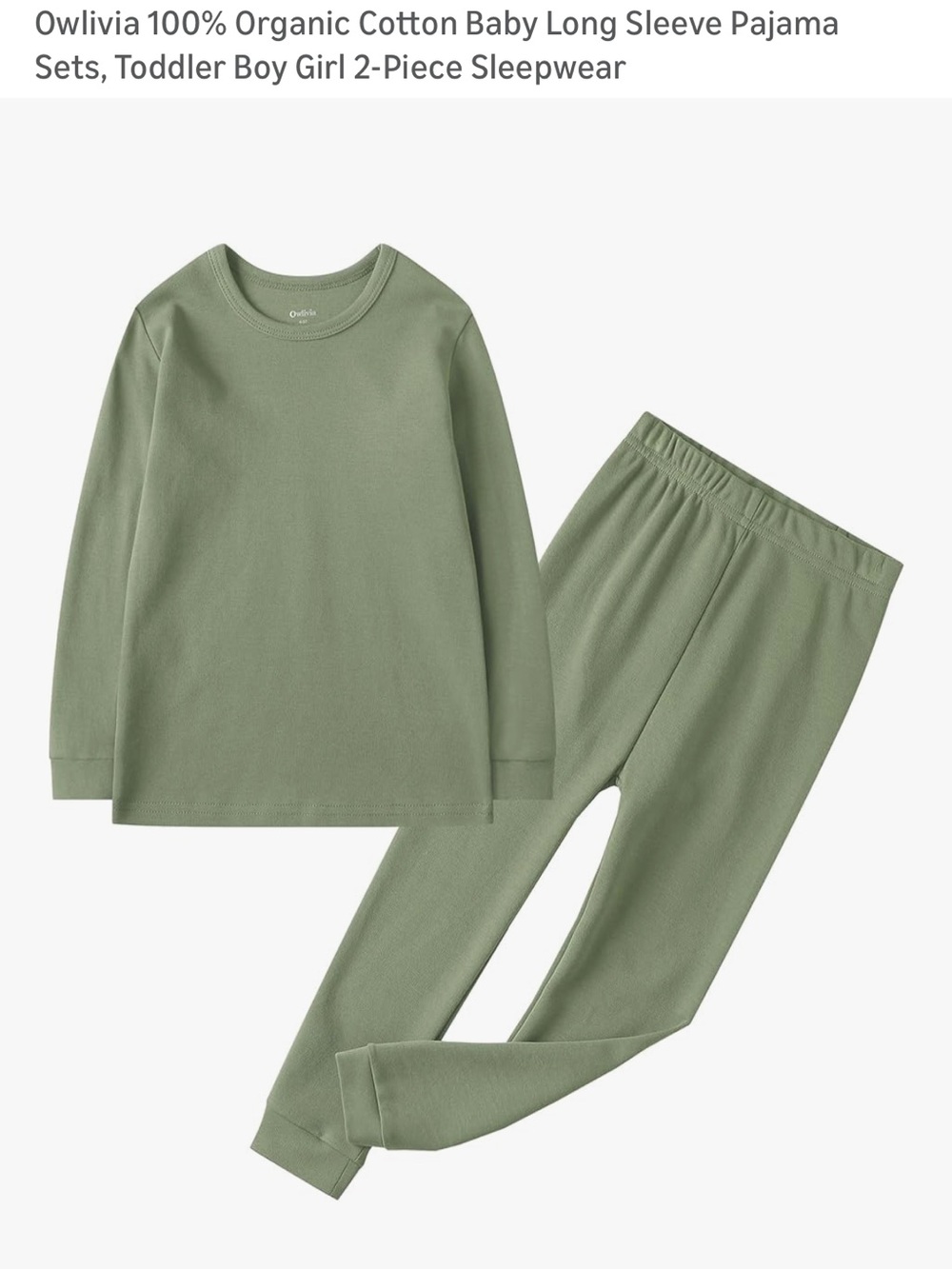Owlivia Olive Green Toddler Pajama Set